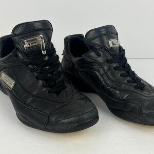 Vicini Fashion Sneakers Size 8 EU 38 Black Leather Flat Heel Round Toe Lace Up